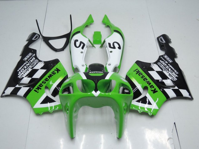 Kawasaki ZX7R 1996-2003 Verkleidungen - Grün Schwarz und Weiß Verkauf