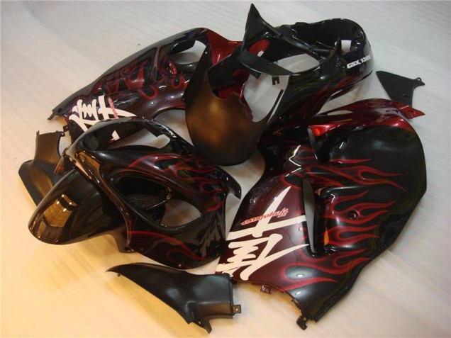 Suzuki GSXR 1300 Hayabusa 1996-2007 Verkleidung - Schwarz rote Flamme Verkauf