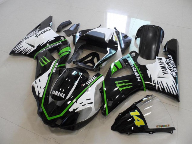 Yamaha R1 2000-2001 Verkleidungen - Schwarz Weiß Grün Monster Verkauf Yamaha R1 2000-2001 Verkleidungen - Schwarz Weiß Grün Monster Verkauf