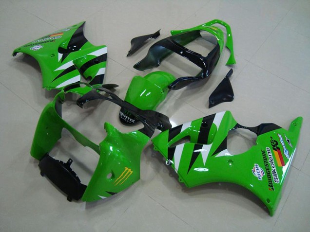Kawasaki ZX6R 2000-2002 Verkleidungen Komplett Sets - Grün Schwarz Verkauf