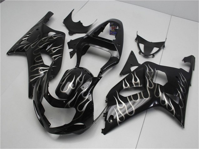 Suzuki GSXR 600 / 750 K1 K2 K3 2001-2003 Verkleidungen - Schwarze Weiße Flamme Verkauf