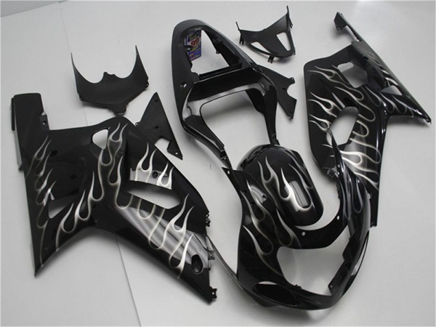 Suzuki GSXR 600 / 750 K1 K2 K3 2001-2003 Verkleidungen - Schwarze Weiße Flamme Verkauf