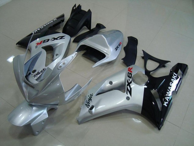 Kawasaki ZX6R 2003-2004 Verkleidungen - Silber Schwarz Verkauf