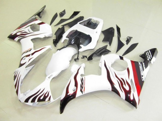 Yamaha R6 2003-2005 Verkleidungen - Weiß Und Flamme Verkauf Yamaha R6 2003-2005 Verkleidungen - Weiß Und Flamme Verkauf