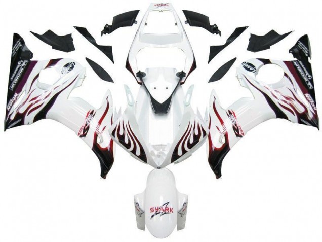 Yamaha R6 2003-2005 Verkleidungen - Weiß Schwarz Rot Flamme Verkauf Yamaha R6 2003-2005 Verkleidungen - Weiß Schwarz Rot Flamme Verkauf