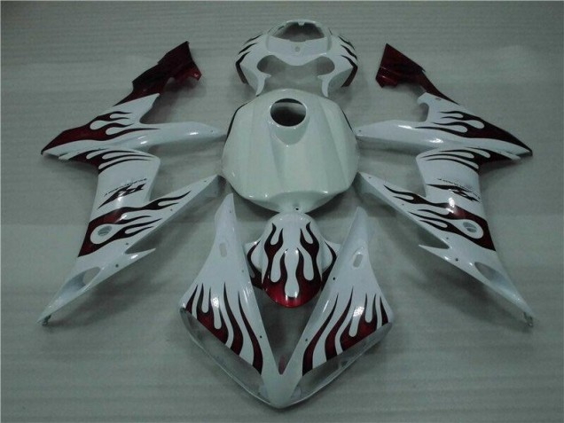 Yamaha R1 2004-2006 Verkleidungen - Weiß Rot Flamme Verkauf Yamaha R1 2004-2006 Verkleidungen - Weiß Rot Flamme Verkauf