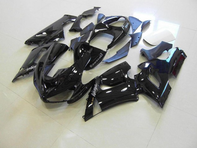 Kawasaki ZX6R 2005-2006 Verkleidungen - Glänzend schwarz silberne Aufkleber Verkauf