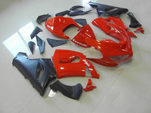 Kawasaki ZX6R 2005-2006 Verkleidungen - Rot und Matt Schwarz Verkauf