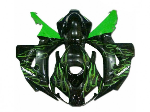 Honda CBR 1000 RR 2006-2007 Verkleidungen - Grüne Flamme Schwarz Verkauf Honda CBR 1000 RR 2006-2007 Verkleidungen - Grüne Flamme Schwarz Verkauf