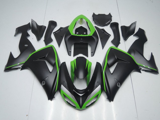 Kawasaki ZX10R 2006-2007 Verkleidungen - Matt Schwarz mit Grünem Streifen Verkauf Kawasaki ZX10R 2006-2007 Verkleidungen - Matt Schwarz mit Grünem Streifen Verkauf