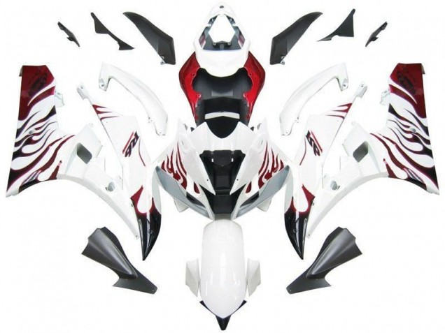 Yamaha R6 2006-2007 Verkleidungen - Weiß Rot Flamme Verkauf Yamaha R6 2006-2007 Verkleidungen - Weiß Rot Flamme Verkauf