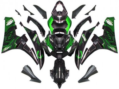 Yamaha R6 2006-2007 Verkleidungen - Schwarze Grüne Flamme Verkauf