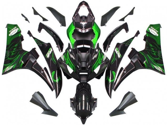 Yamaha R6 2006-2007 Verkleidungen - Schwarze Grüne Flamme Verkauf Yamaha R6 2006-2007 Verkleidungen - Schwarze Grüne Flamme Verkauf