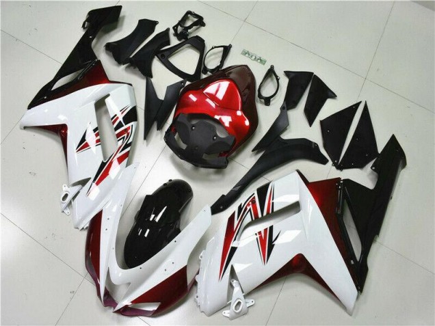Kawasaki ZX6R 2007-2008 Verkleidungen - Weiß Schwarz Rot Verkauf Kawasaki ZX6R 2007-2008 Verkleidungen - Weiß Schwarz Rot Verkauf