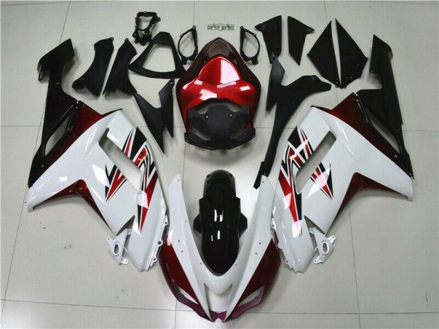 Kawasaki ZX6R 2007-2008 Verkleidungen - Weiß Schwarz Rot Verkauf Kawasaki ZX6R 2007-2008 Verkleidungen - Weiß Schwarz Rot Verkauf