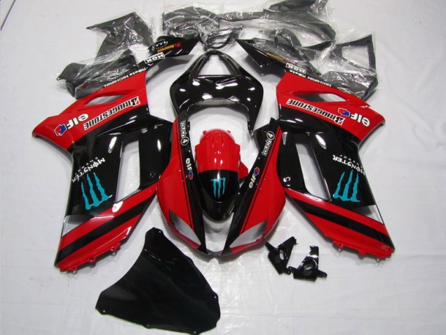 Kawasaki ZX6R 2007-2008 Verkleidungen - Rot Schwarz Monster Verkauf