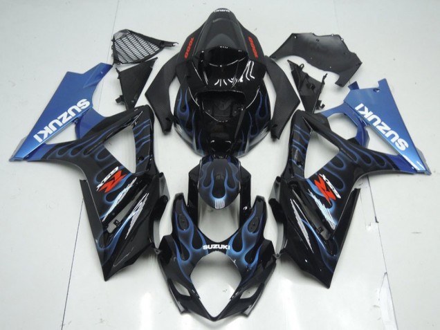 Suzuki GSXR 1000 K7 2007-2008 Verkleidungen - Schwarze Blau Flamme Verkauf Suzuki GSXR 1000 K7 2007-2008 Verkleidungen - Schwarze Blau Flamme Verkauf