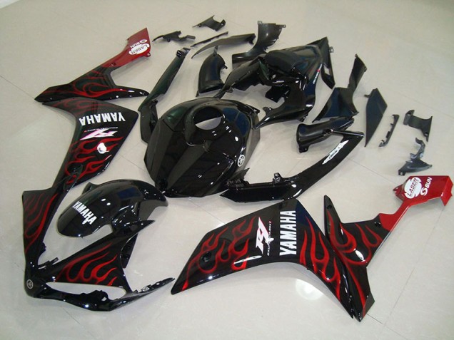 Yamaha R1 2007-2008 Verkleidungen - Glänzend Schwarz Flamme Verkauf Yamaha R1 2007-2008 Verkleidungen - Glänzend Schwarz Flamme Verkauf