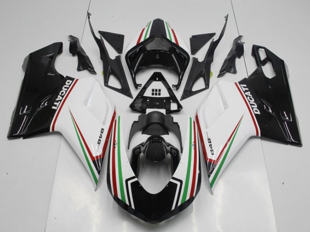 Ducati 848 1098 1198 2007-2014 Verkleidungen - Schwarz Grün und Weiß Verkauf