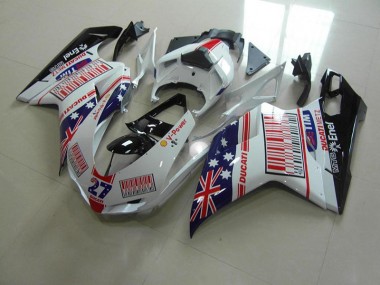 Ducati 848 1098 1198 2007-2014 Verkleidungen - Weiß Blau Rot Verkauf