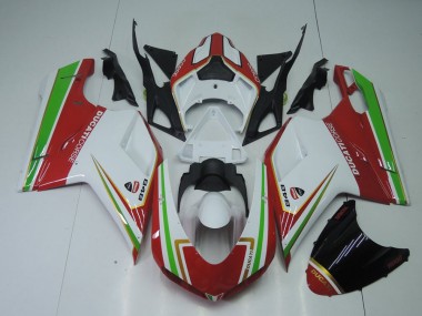 Ducati 848 1098 1198 2007-2014 Verkleidungen - Rot Weiß Und Grün Verkauf
