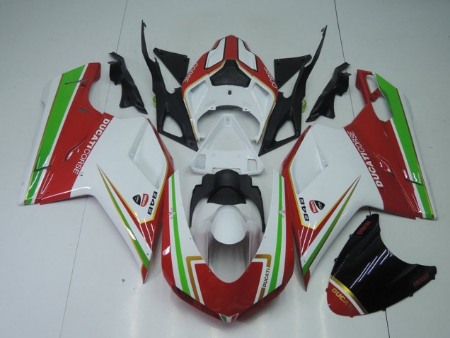 Ducati 848 1098 1198 2007-2014 Verkleidungen - Rot Weiß Und Grün Verkauf