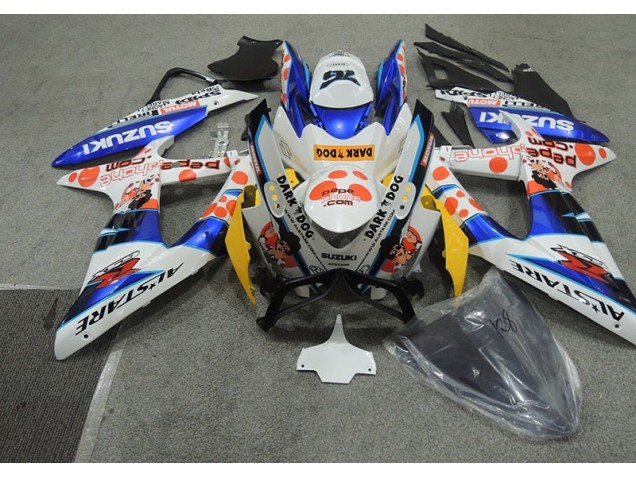 Suzuki GSXR 600 K8 2008-2010 Verkleidungen - Weiß Blau Dunkel Hund Verkauf