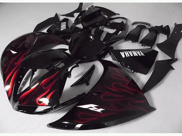 Yamaha R1 2012-2014 Verkleidungen - Rote Schwarz Flamme Verkauf Yamaha R1 2012-2014 Verkleidungen - Rote Schwarz Flamme Verkauf